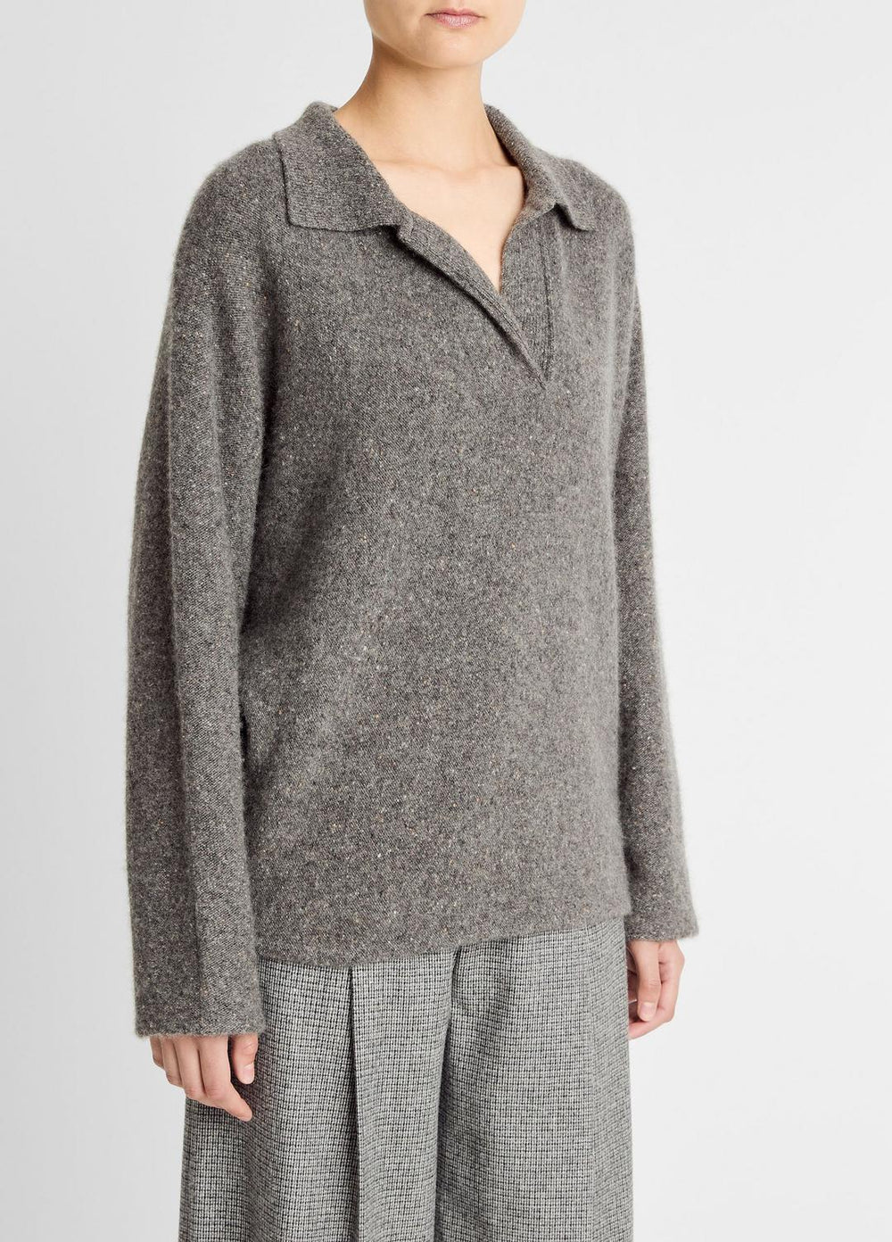 Donegal Plush Cashmere Dolman-Sleeve Polo Sweater in Cashmere | Vince US