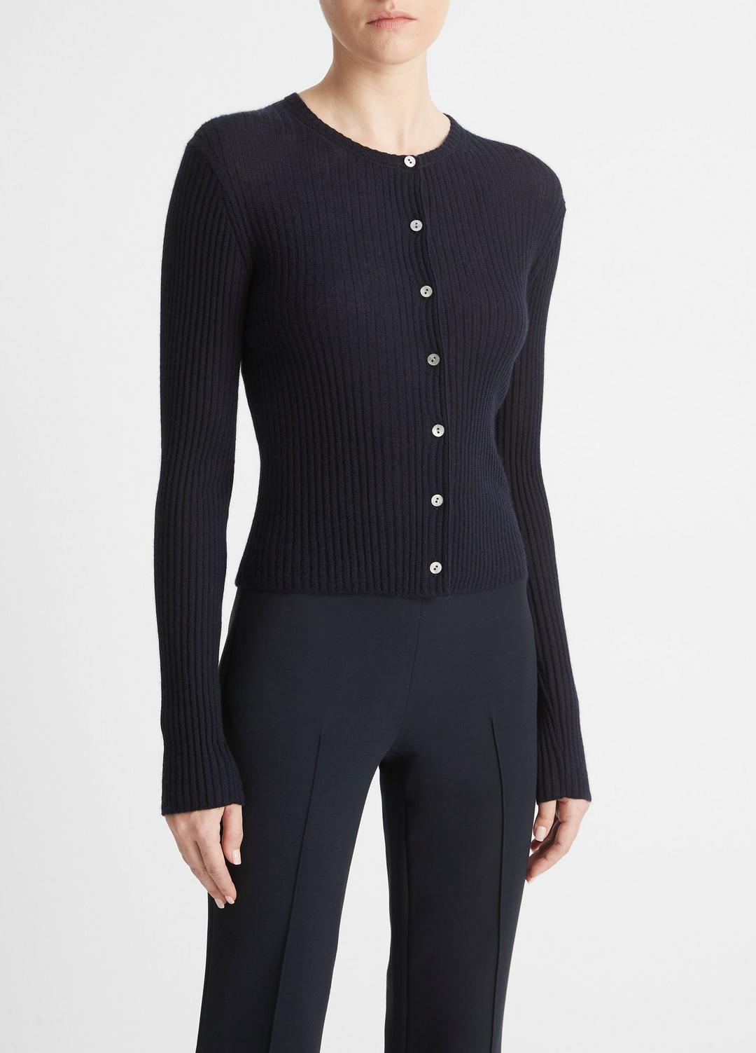 Ribbed Cashmere-Silk Cardigan in Cardigans | Vince near me