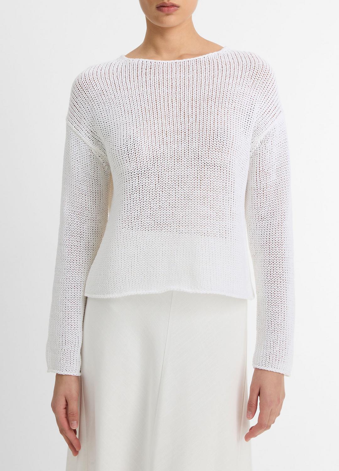 Italian Coated Cotton-Blend Sweater in Crew Neck | Vince for sale