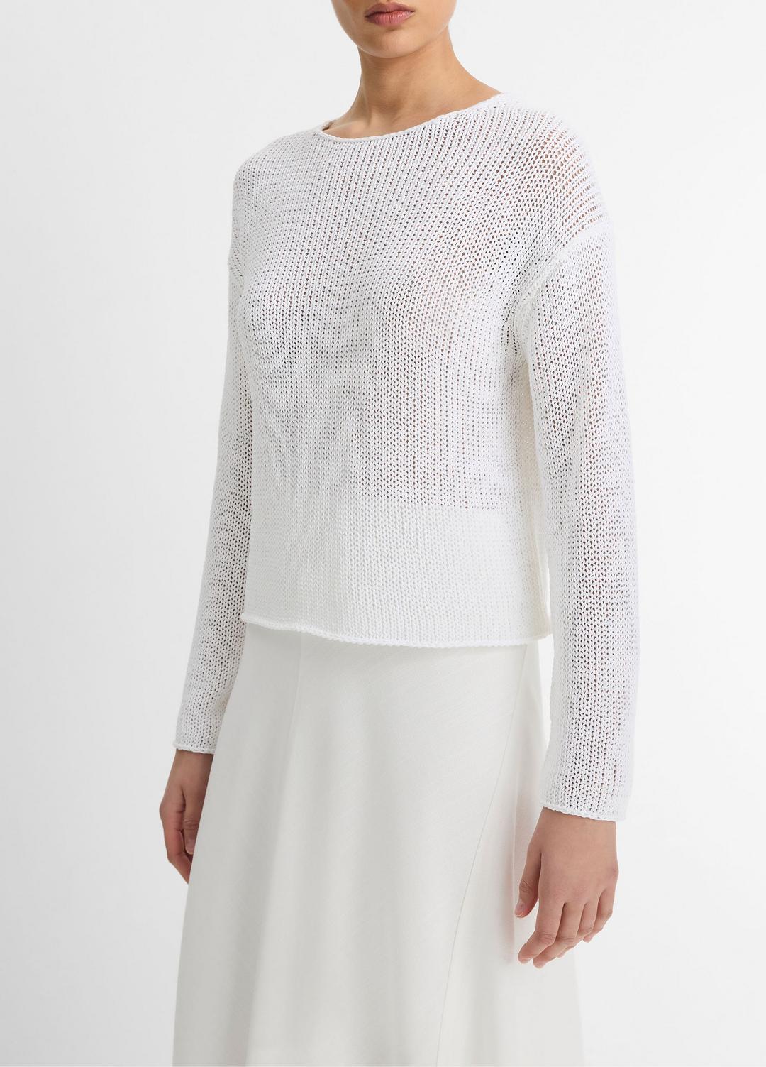 Italian Coated Cotton-Blend Sweater in Crew Neck | Vince for sale