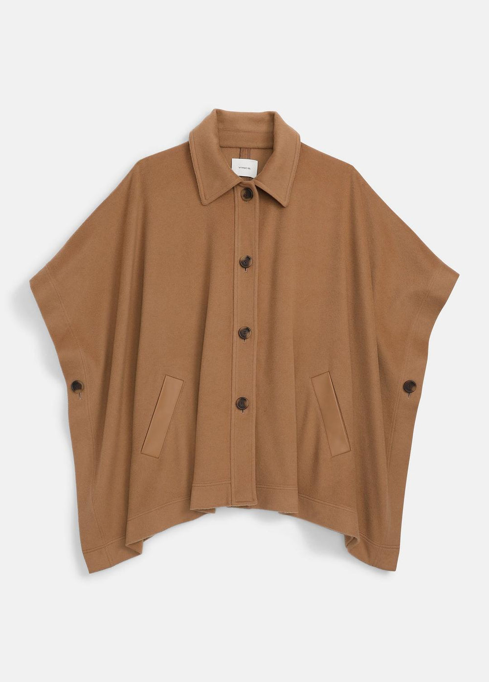 Leather-Trim Wool Cape in Accessories | Vince on sale