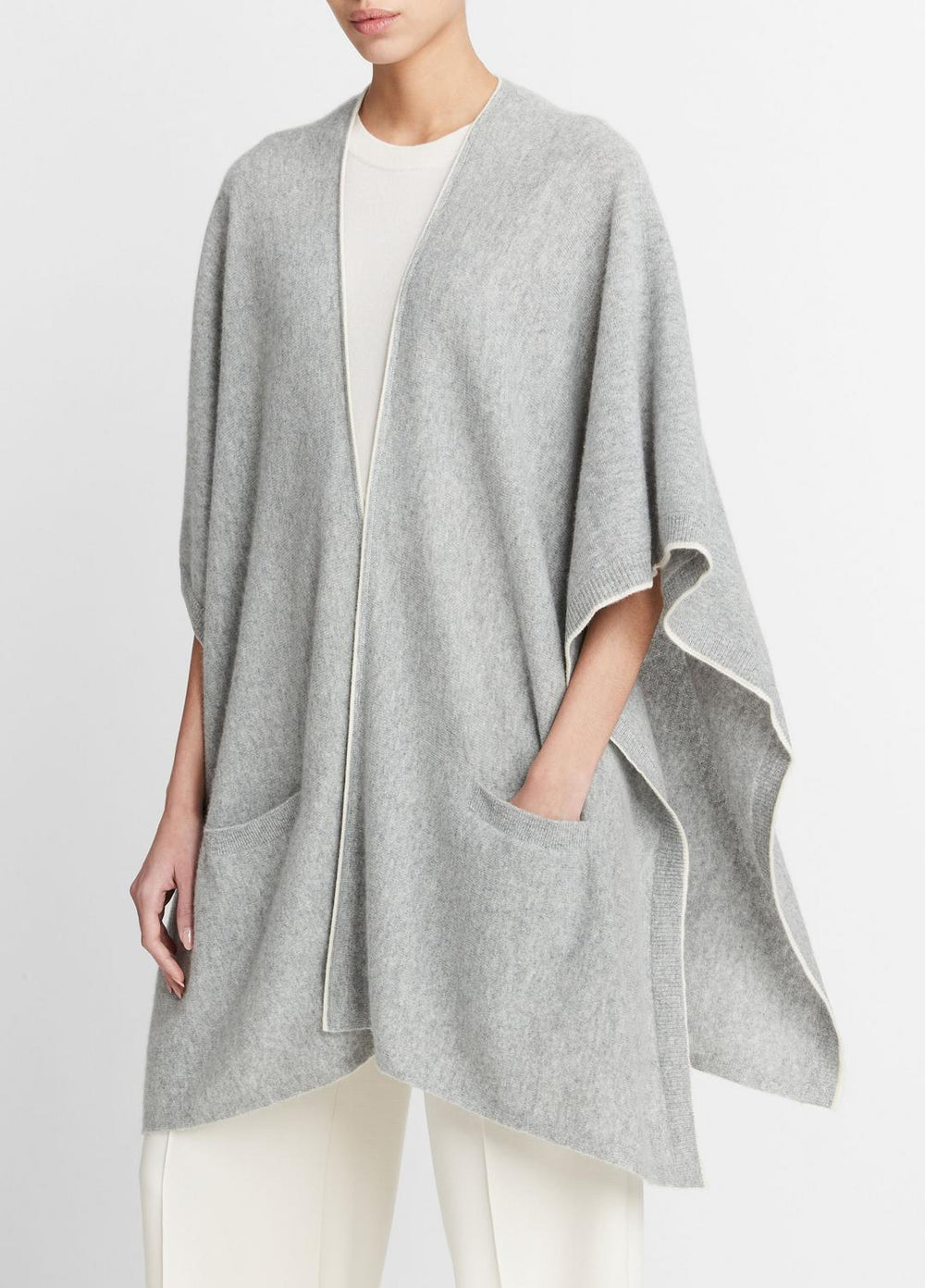 Tipped Jersey-Knit Cashmere Cape in Sweaters | Vince near me