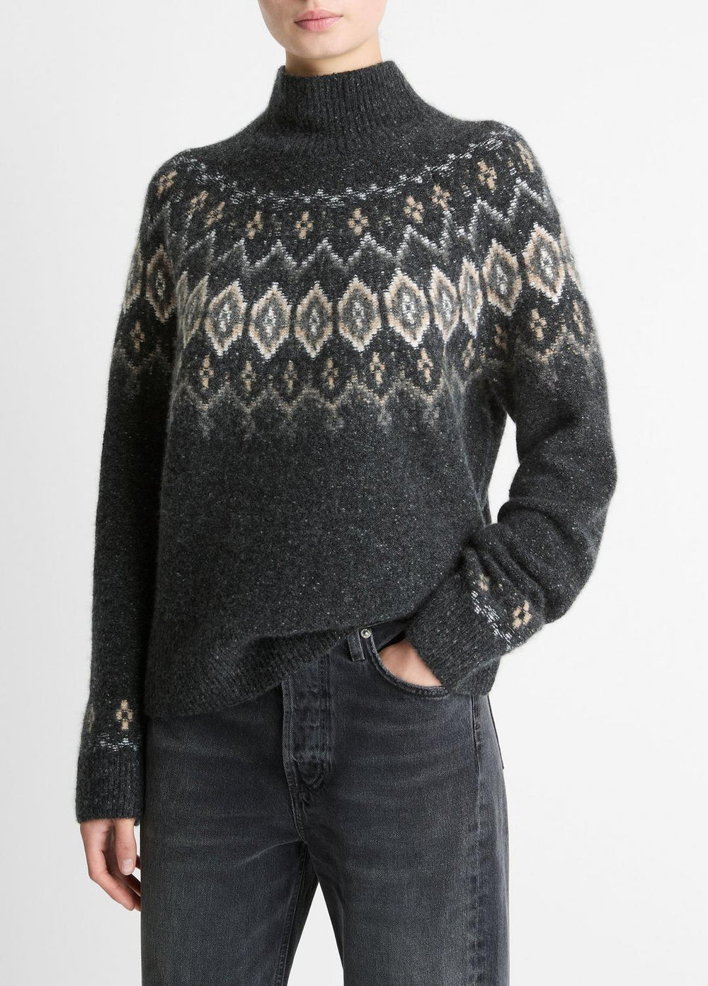 Fair Isle Donegal Cashmere Turtleneck Sweater in Turtleneck | Vince outlet