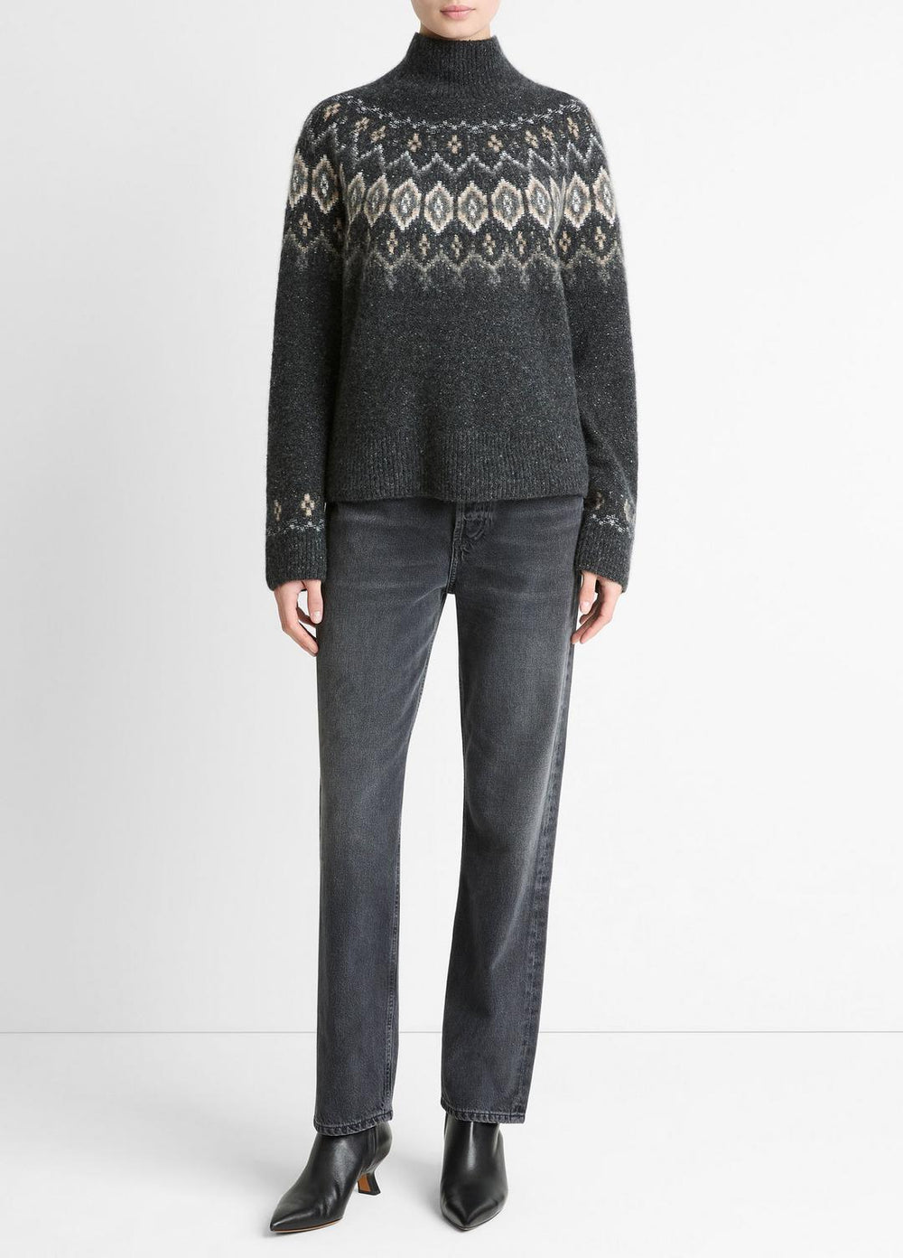 Fair Isle Donegal Cashmere Turtleneck Sweater in Turtleneck | Vince outlet