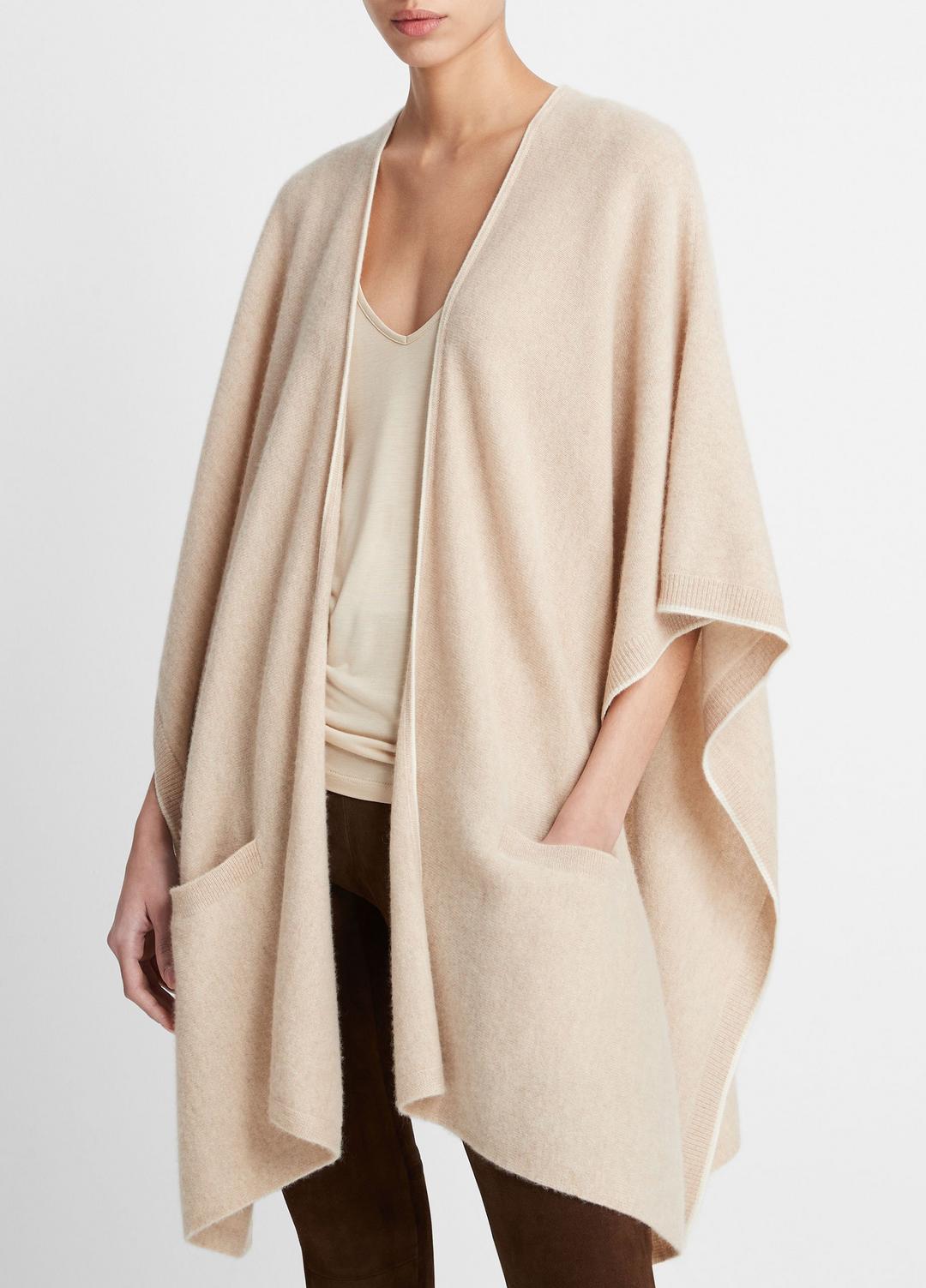 Tipped Jersey-Knit Cashmere Cape in Sweaters | Vince US