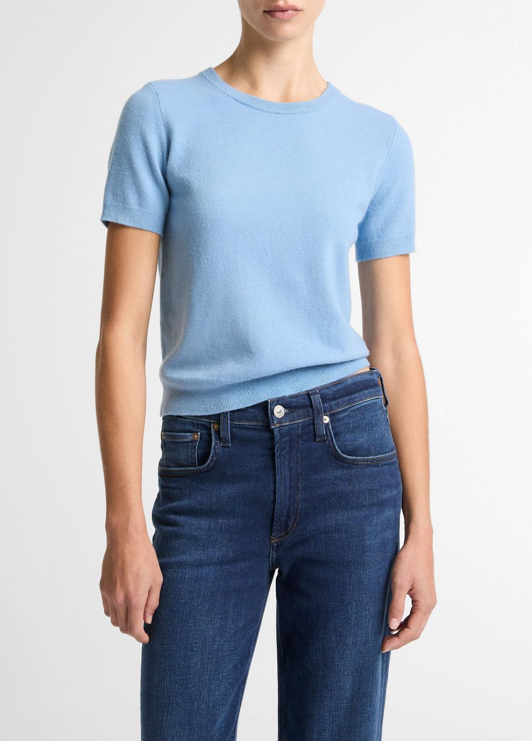 Wool & Cashmere-Blend Short-Sleeve Sweater in Crew Neck | Vince near me