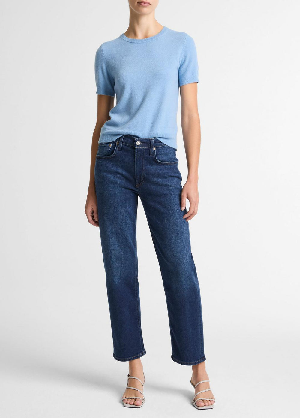 Wool & Cashmere-Blend Short-Sleeve Sweater in Crew Neck | Vince near me