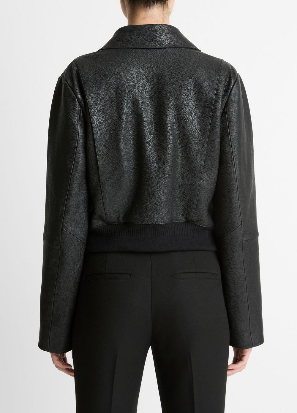 Shearling-Trim Shrunken Leather Jacket in Leather Jackets | Vince near me