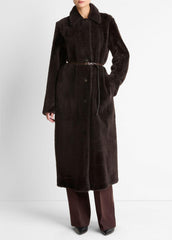 Shearling Long Coat in Coats | Vince US