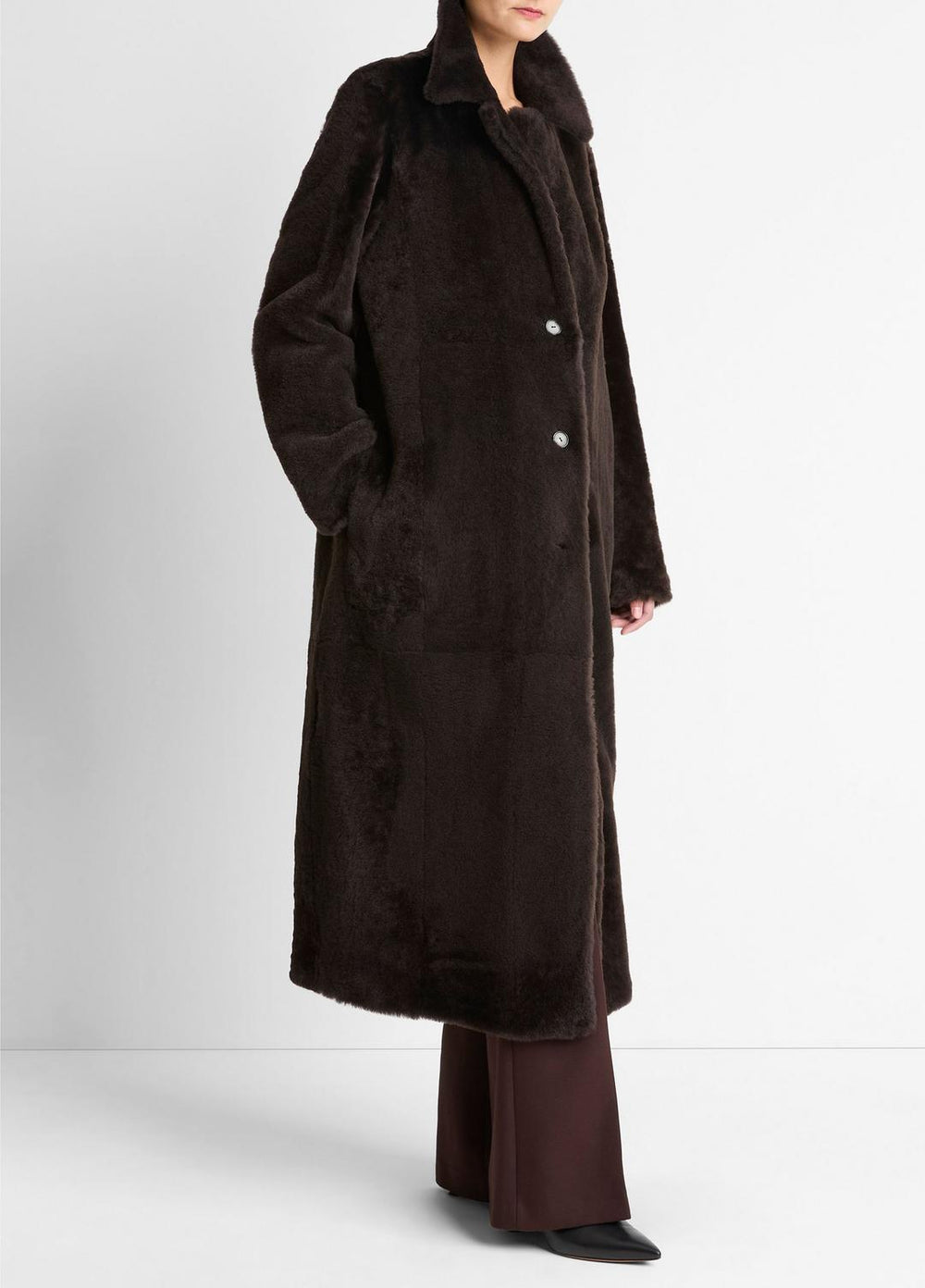 Shearling Long Coat in Coats | Vince US