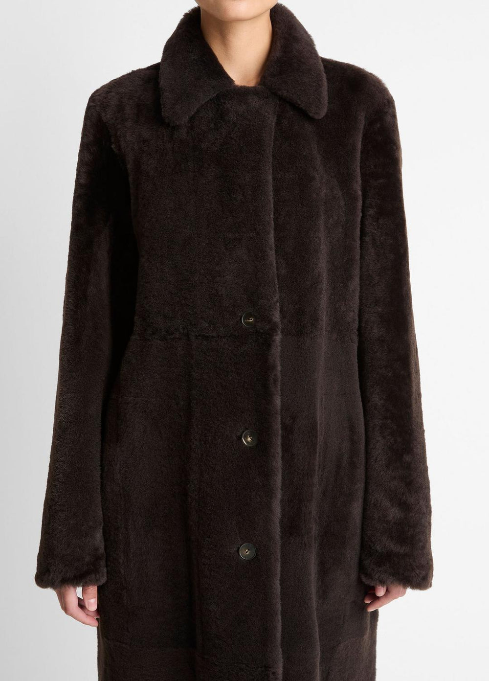 Shearling Long Coat in Coats | Vince US