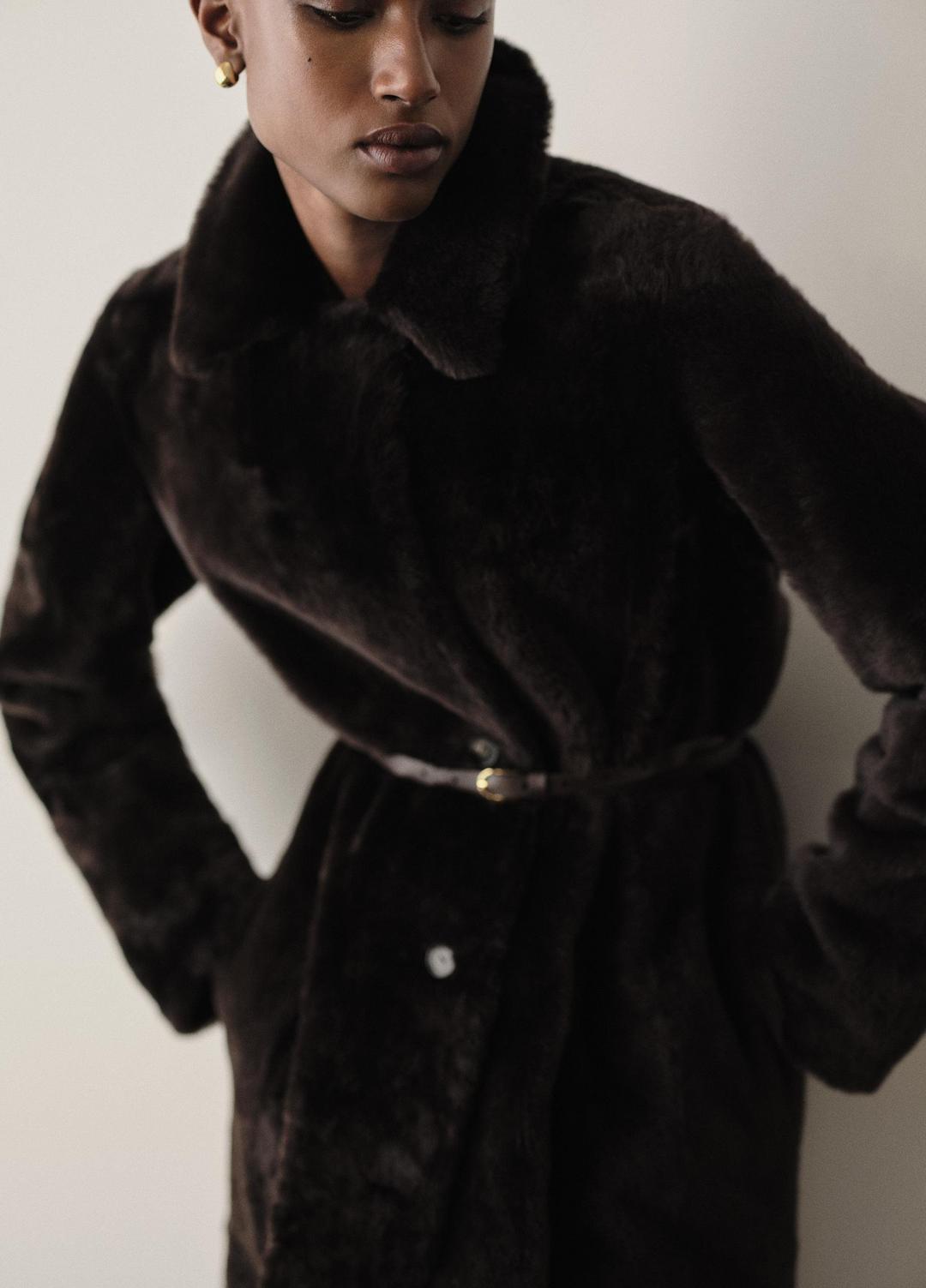 Shearling Long Coat in Coats | Vince US