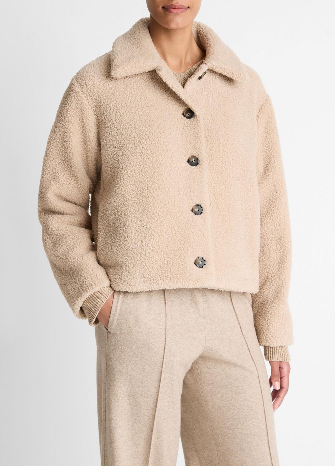 Collared Sherpa Jacket in Jackets | Vince Online