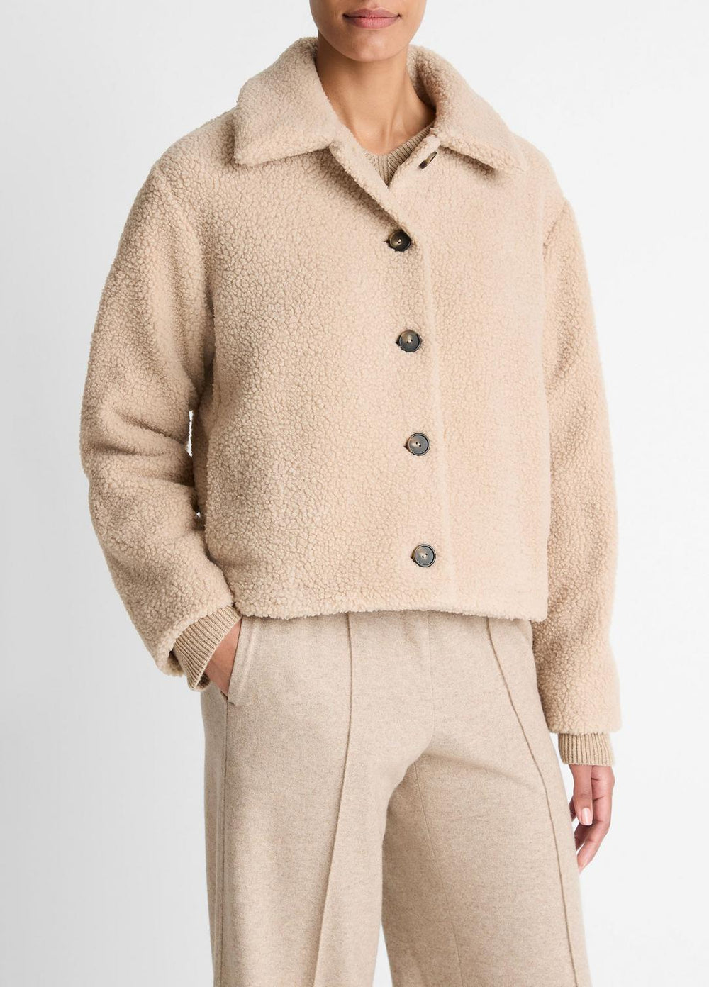 Collared Sherpa Jacket in Jackets | Vince Online