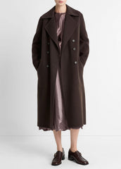 Wool-Blend Double-Breasted Long Coat in Coats | Vince near me