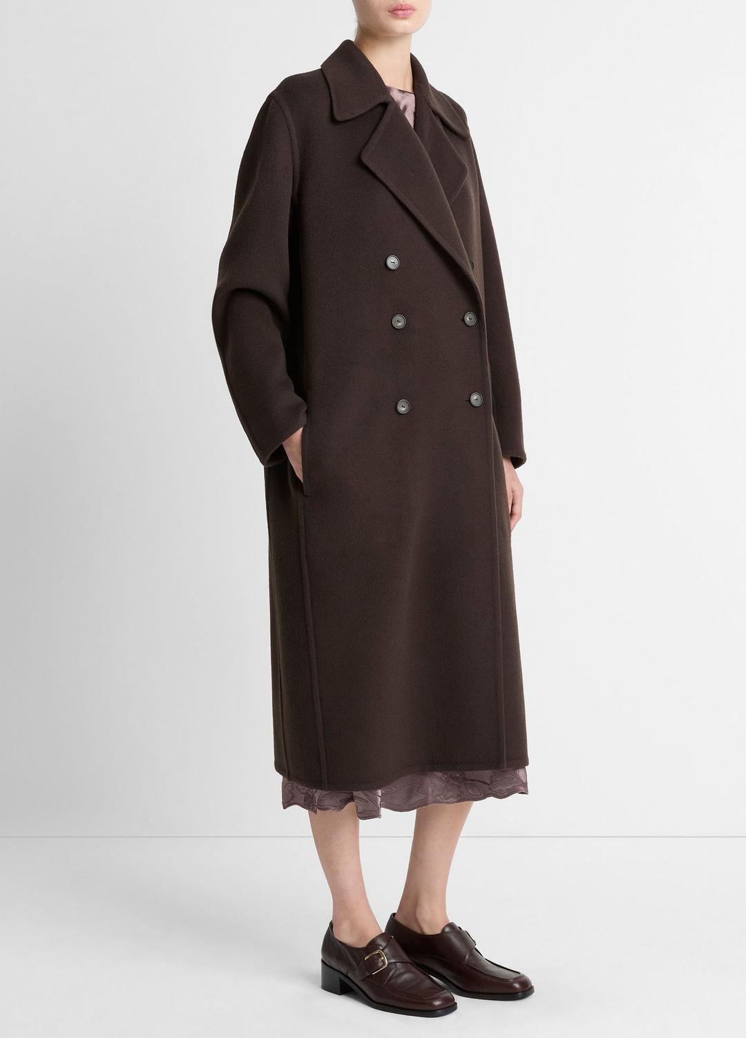 Wool-Blend Double-Breasted Long Coat in Coats | Vince near me
