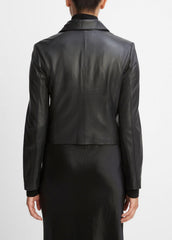 Leather Cross-Front Moto Jacket in Leather Jackets | Vince outlet