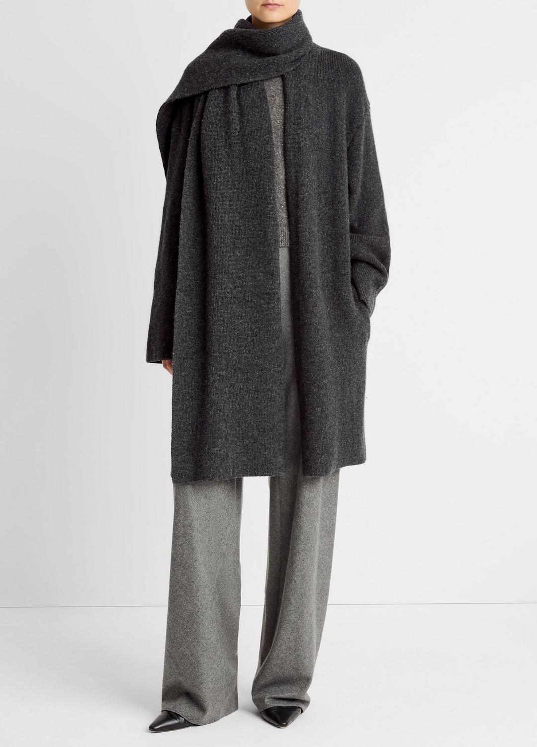 Draped-Scarf Wool-Blend Car Coat in Coats | Vince US