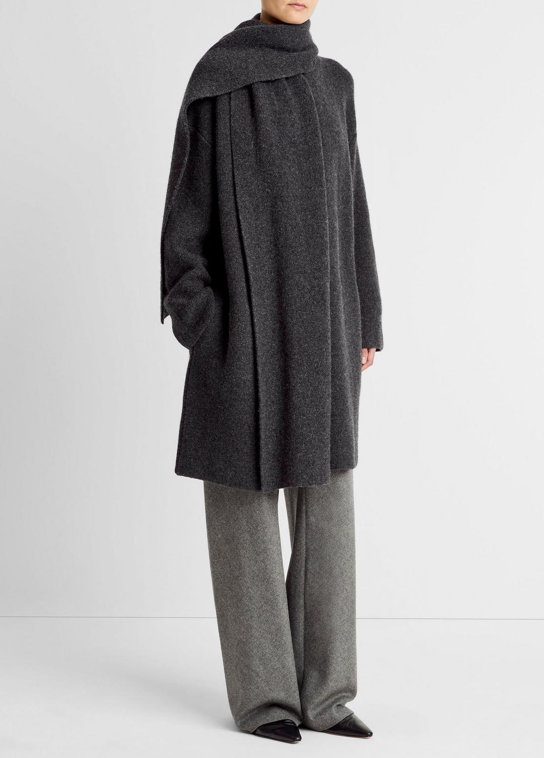 Draped-Scarf Wool-Blend Car Coat in Coats | Vince US
