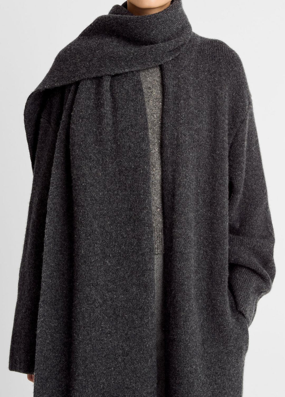 Draped-Scarf Wool-Blend Car Coat in Coats | Vince US