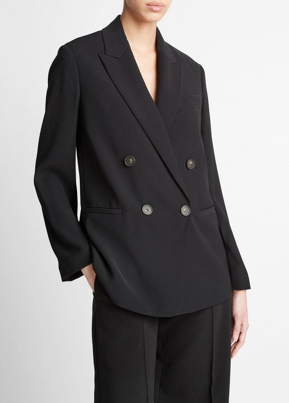 Crepe Double-Breasted Blazer in Blazers | Vince discount