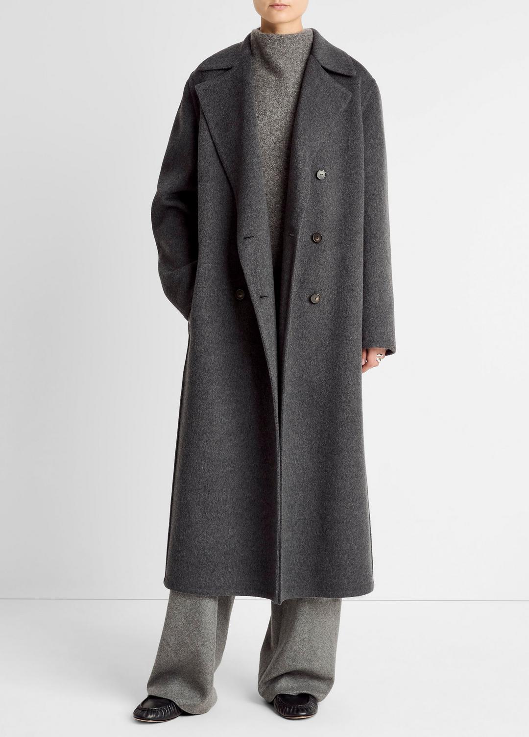 Wool-Blend Double-Breasted Long Coat in Coats | Vince on sale