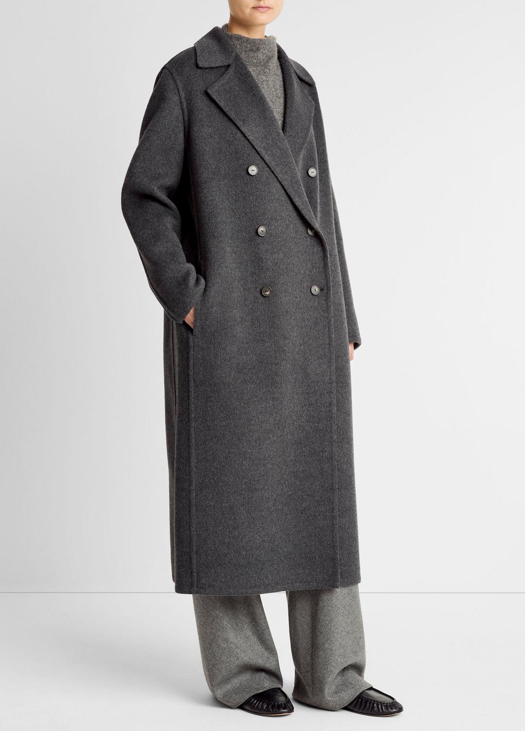 Wool-Blend Double-Breasted Long Coat in Coats | Vince on sale