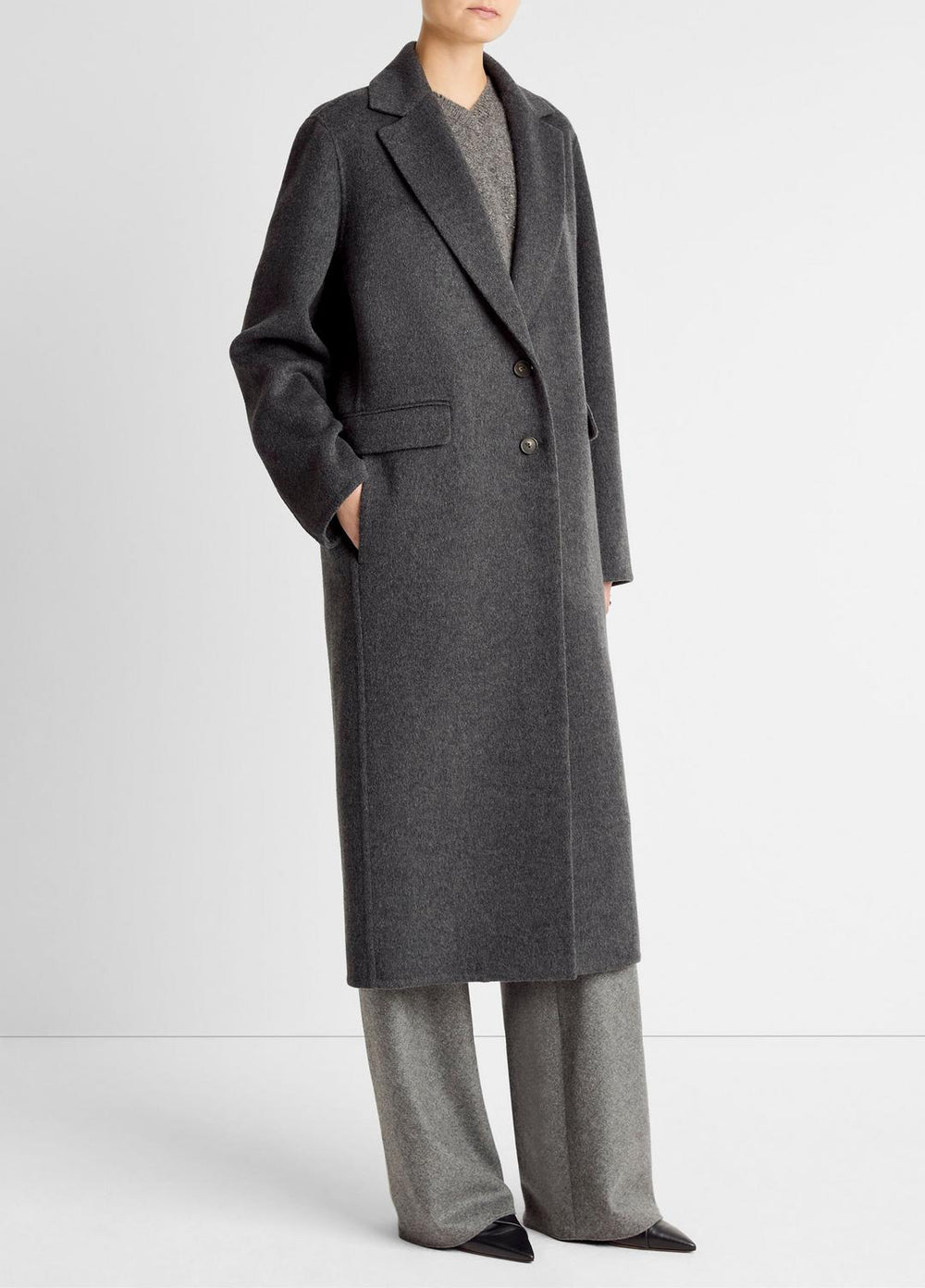 Wool-Blend Single-Breasted Coat in Coats | Vince US
