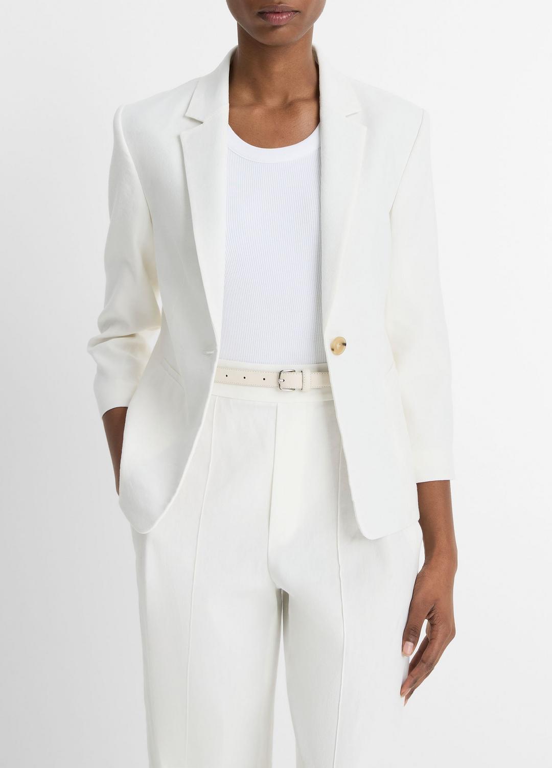 Linen-Blend Shrunken Blazer in Blazers | Vince outlet