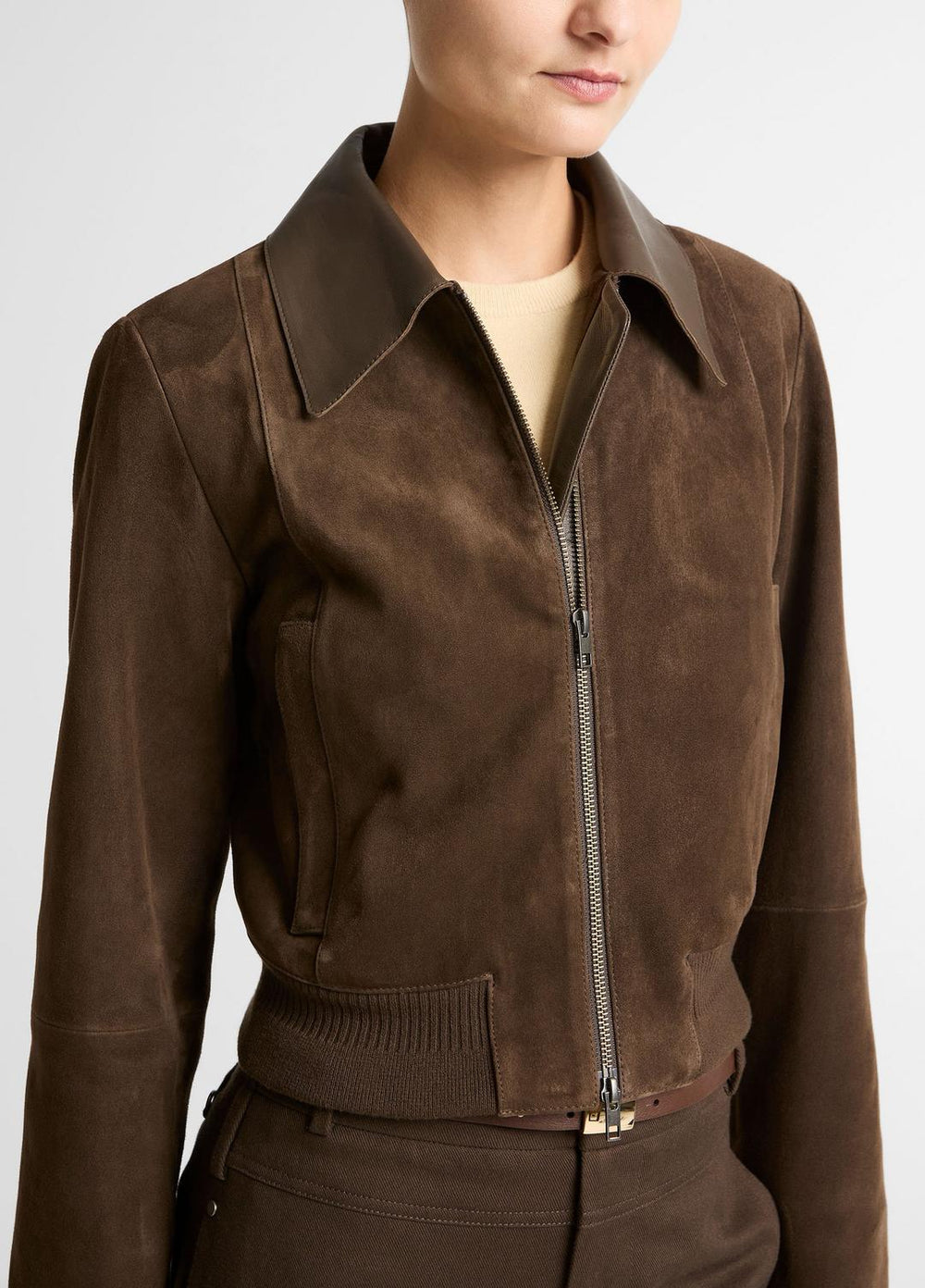 Suede Shrunken Bomber Jacket  in Jackets | Vince sale
