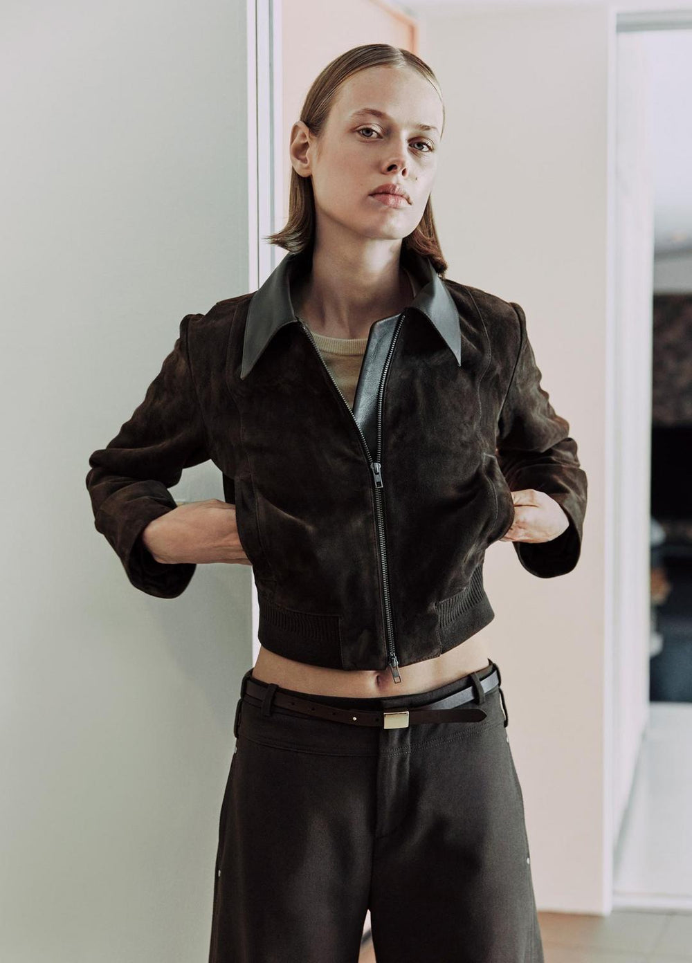 Suede Shrunken Bomber Jacket  in Jackets | Vince sale