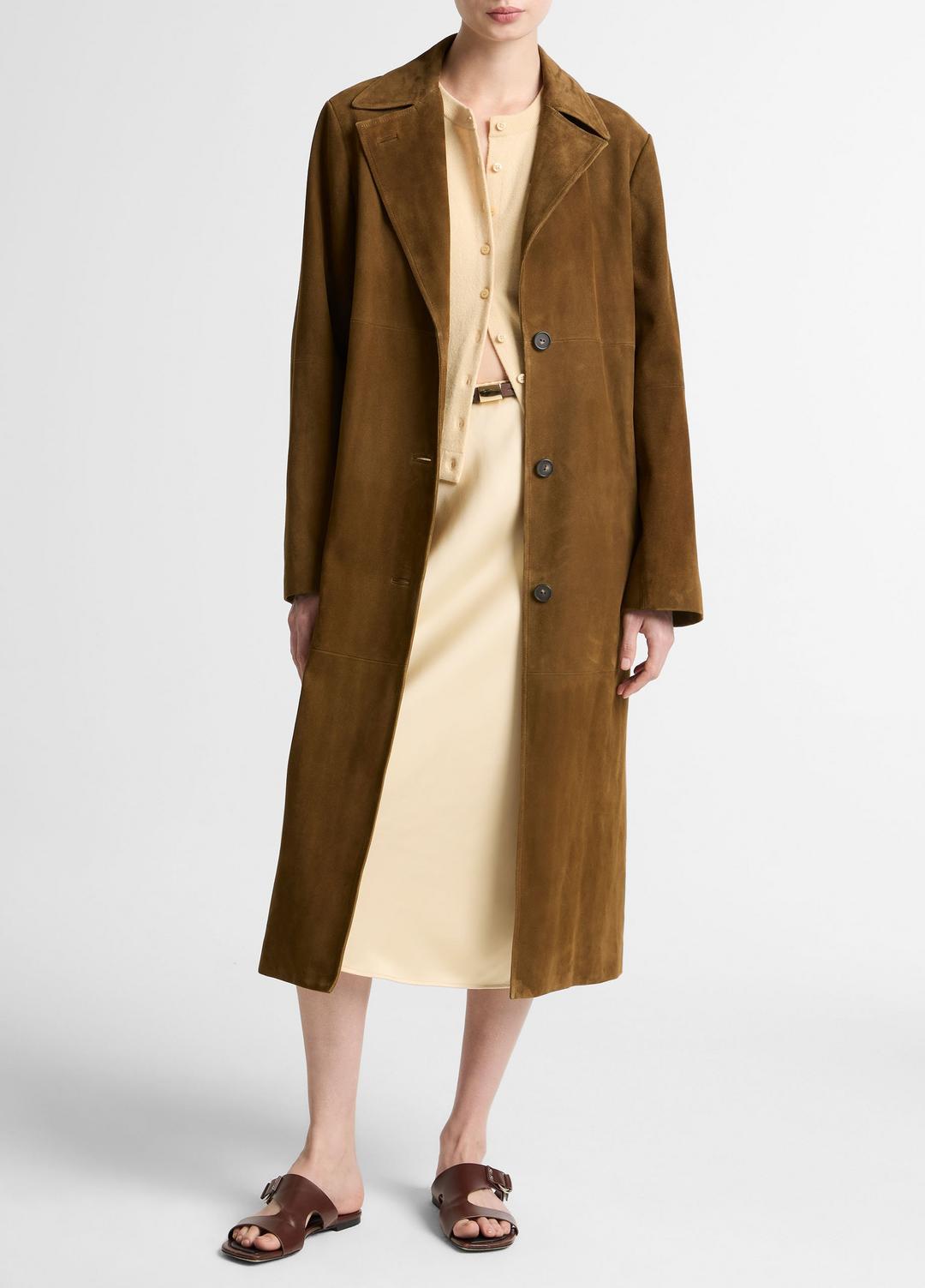 Suede Long Coat in Coats | Vince for sale