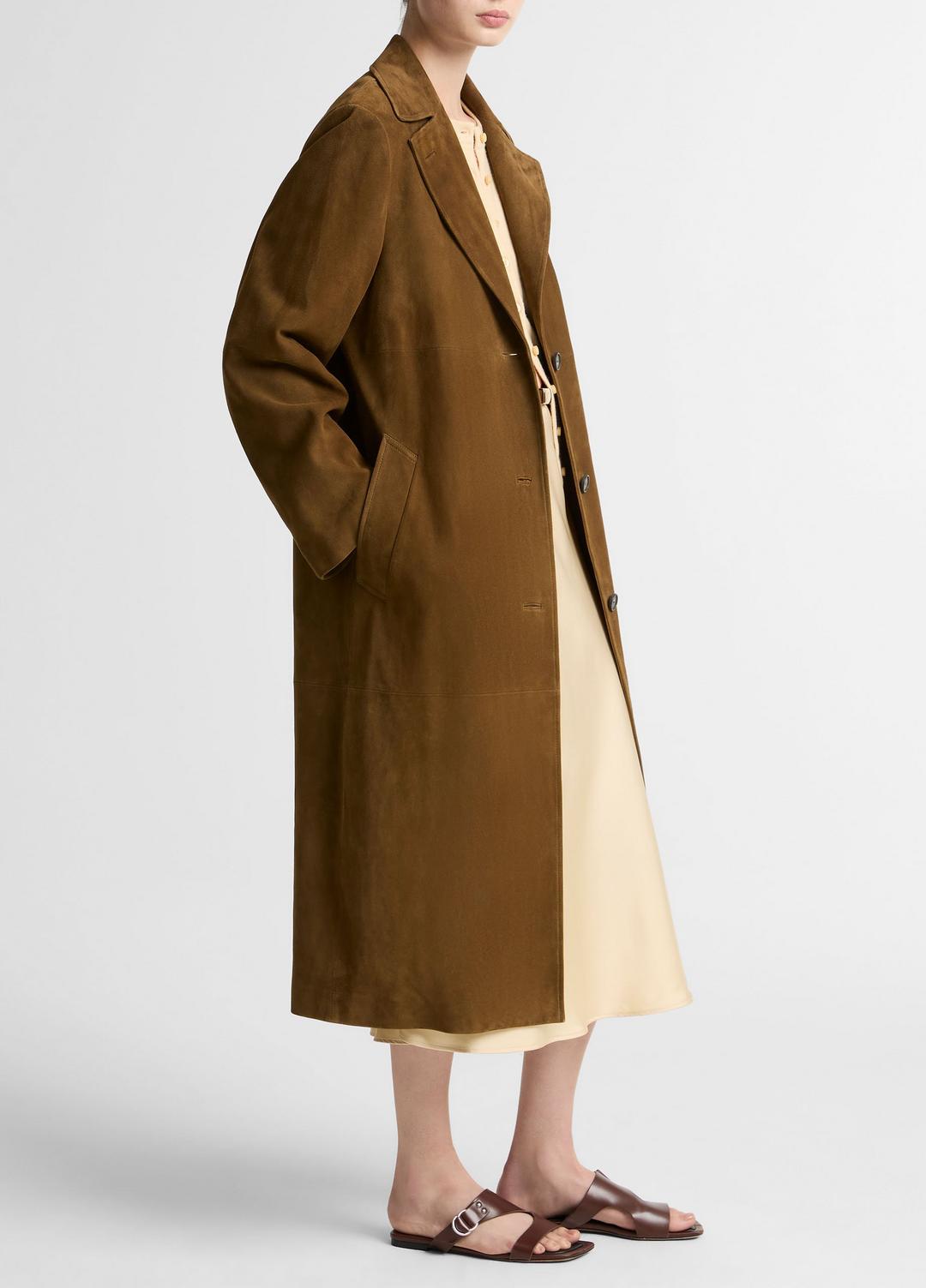 Suede Long Coat in Coats | Vince for sale