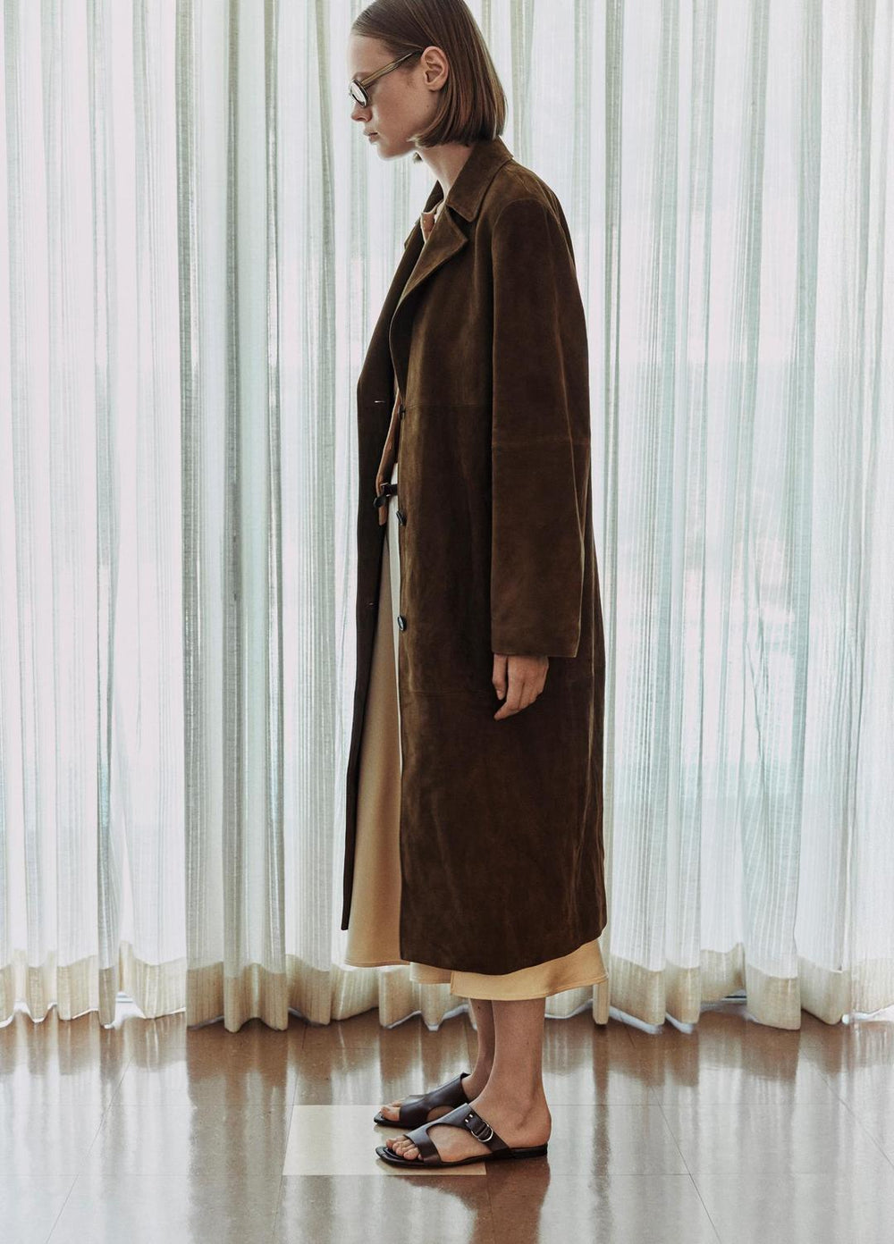 Suede Long Coat in Coats | Vince for sale