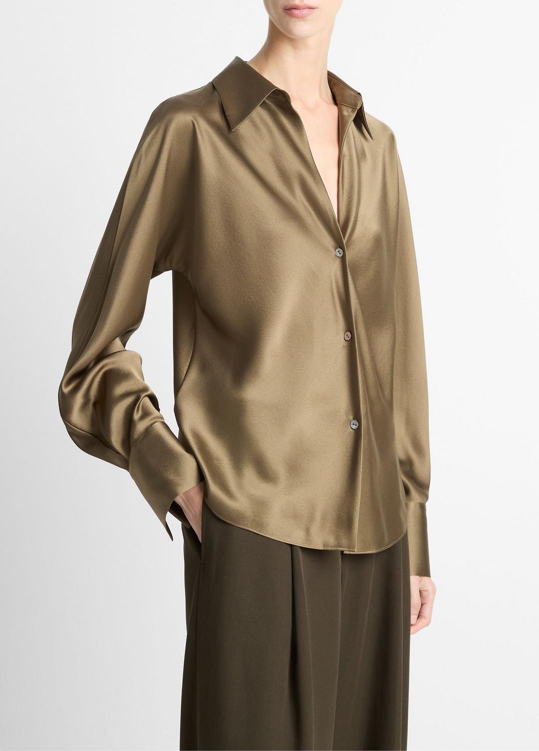 Silk Bias Long-Sleeve Blouse in Long Sleeve | Vince Online