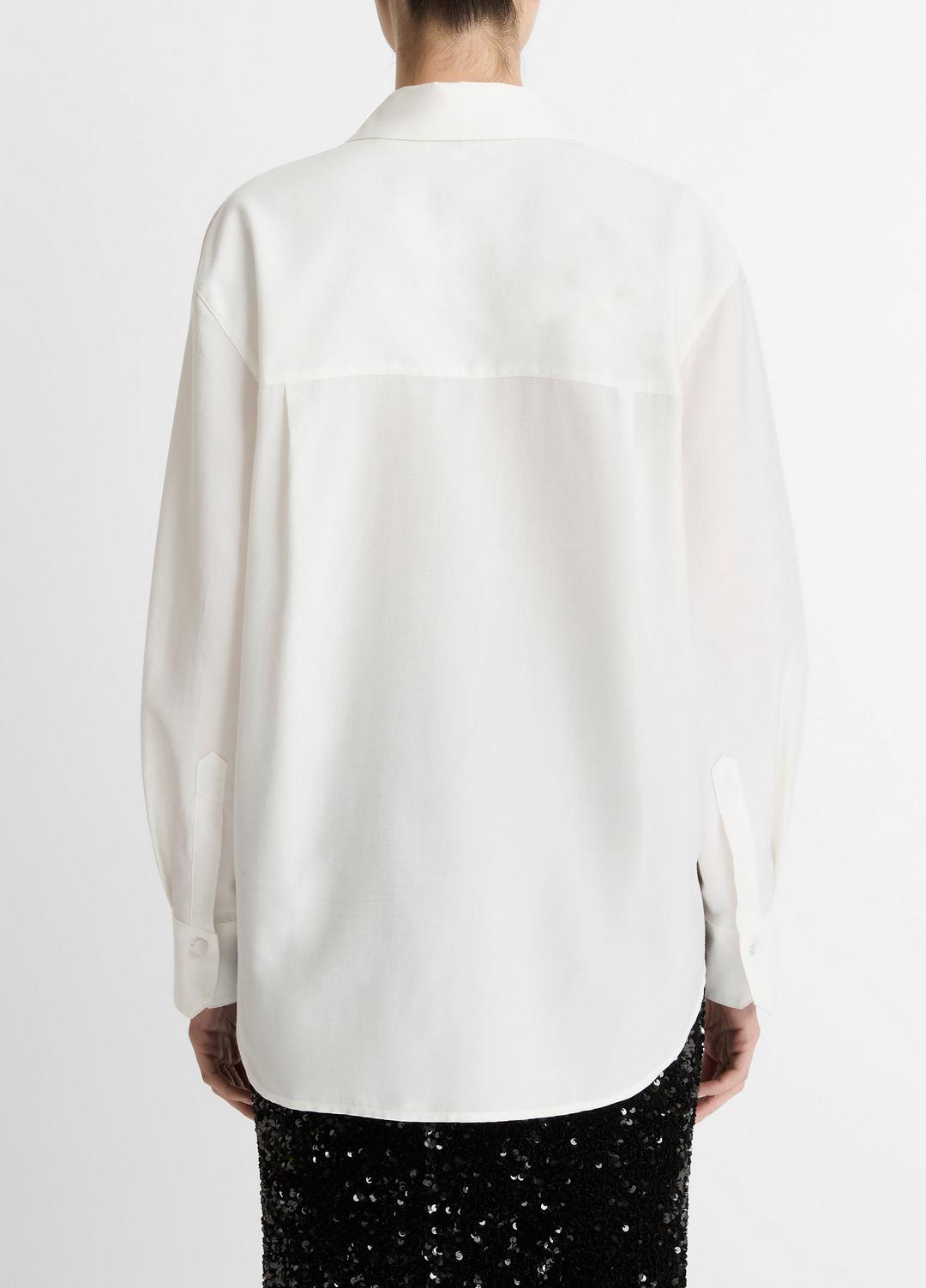 Refined Twill Covered-Button Shirt in Long Sleeve | Vince discount
