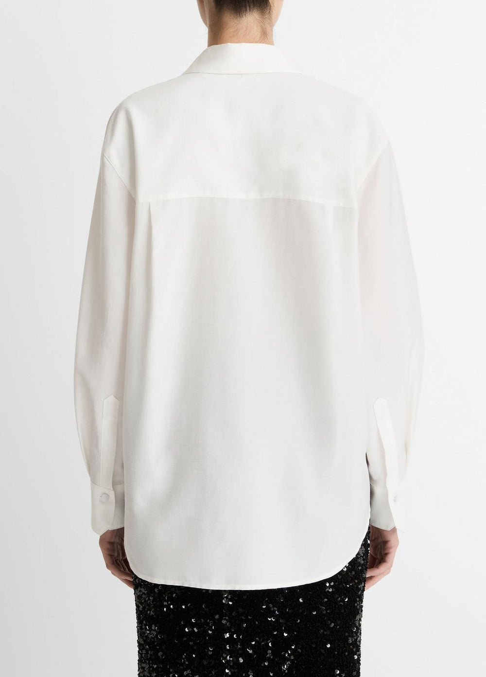 Refined Twill Covered-Button Shirt in Long Sleeve | Vince discount