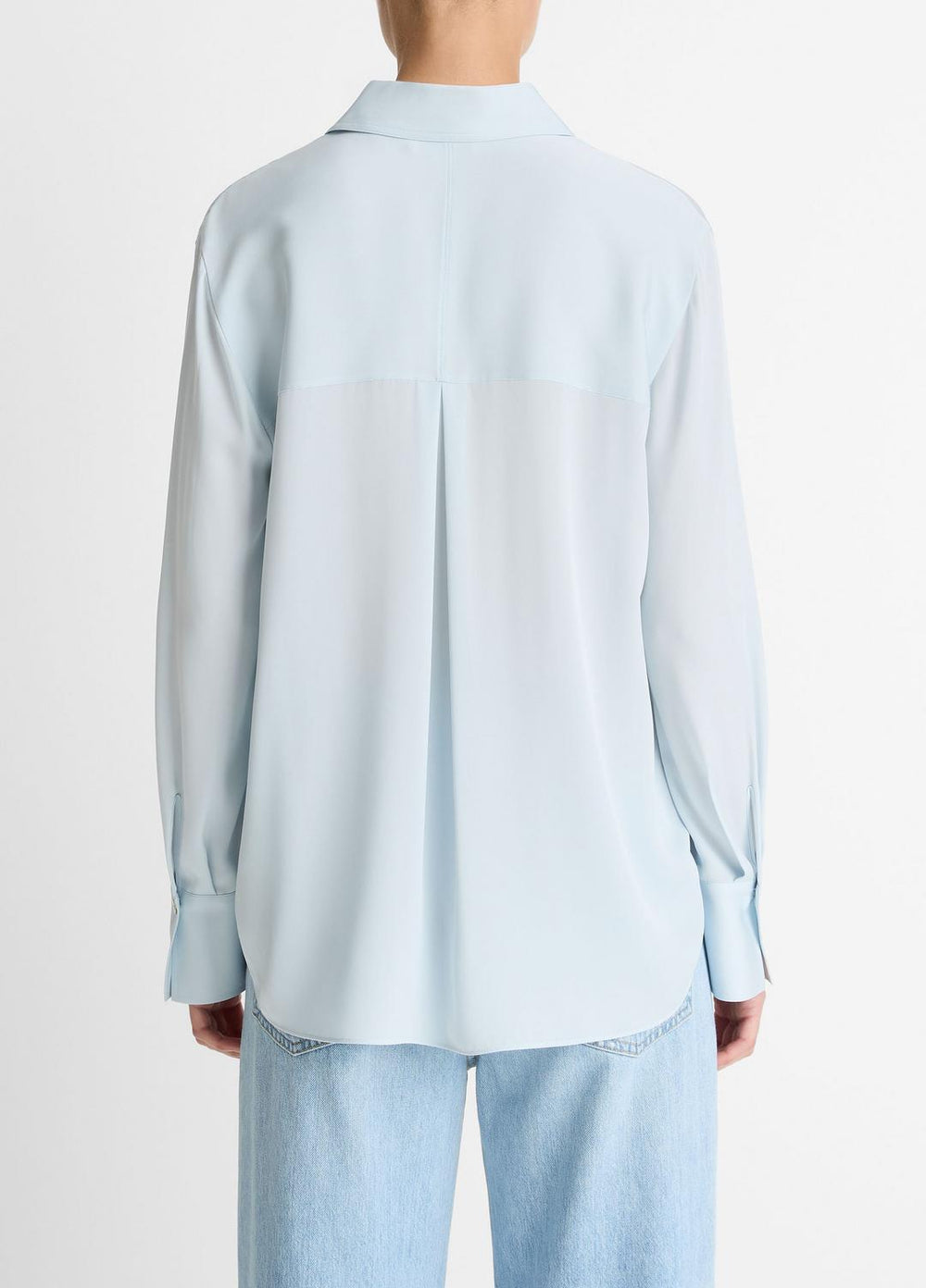 Stretch-Silk Button-Front Blouse in Long Sleeve | Vince outlet