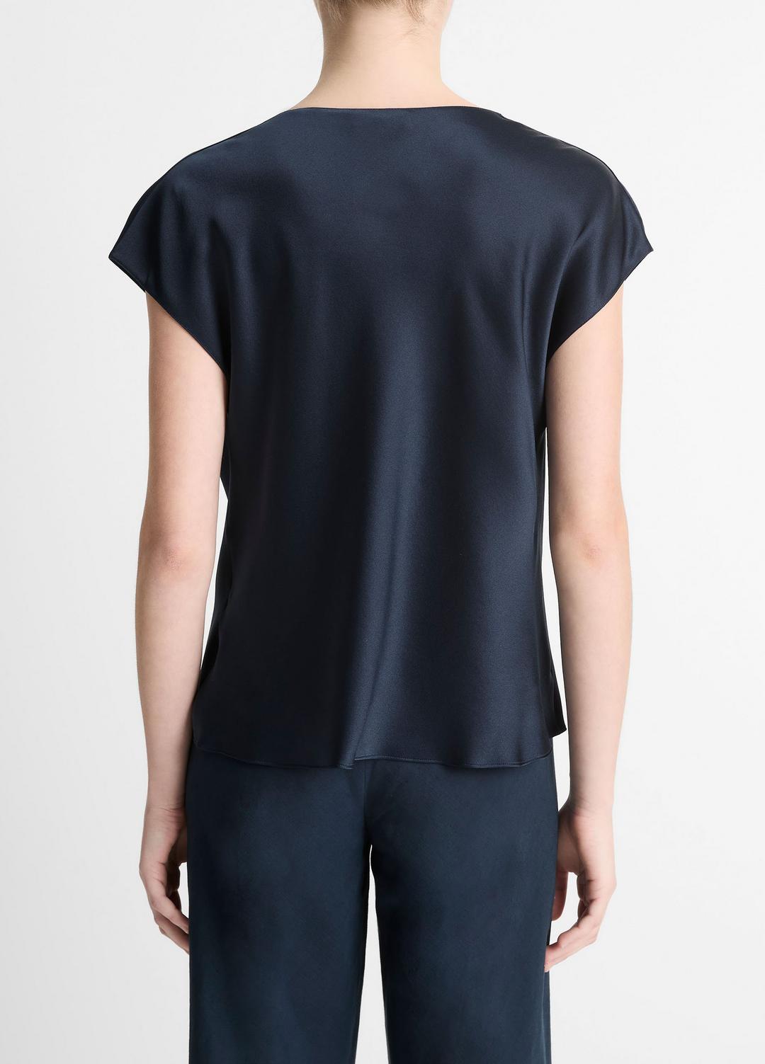 Silk Cowl-Neck Blouse in Short Sleeve | Vince sale