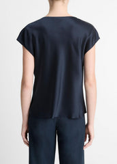 Silk Cowl-Neck Blouse in Short Sleeve | Vince sale