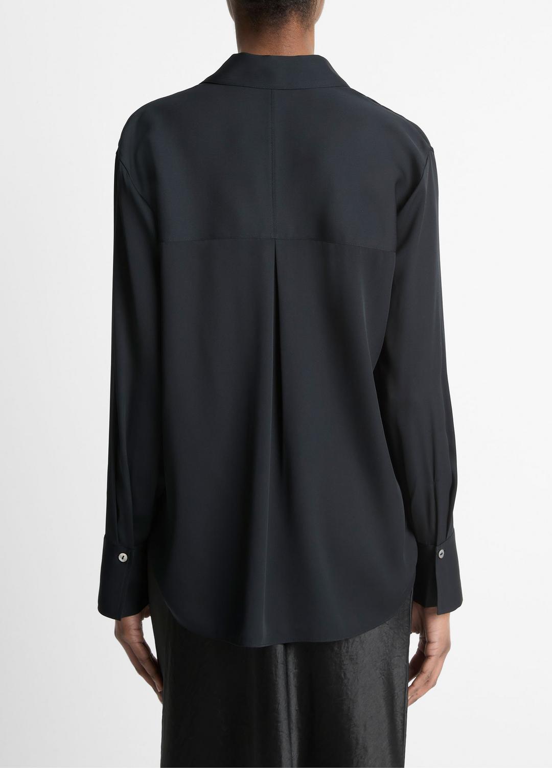 Stretch-Silk Button-Front Blouse in Long Sleeve | Vince US