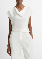 Silk Cowl-Neck Blouse in Short Sleeve | Vince near me