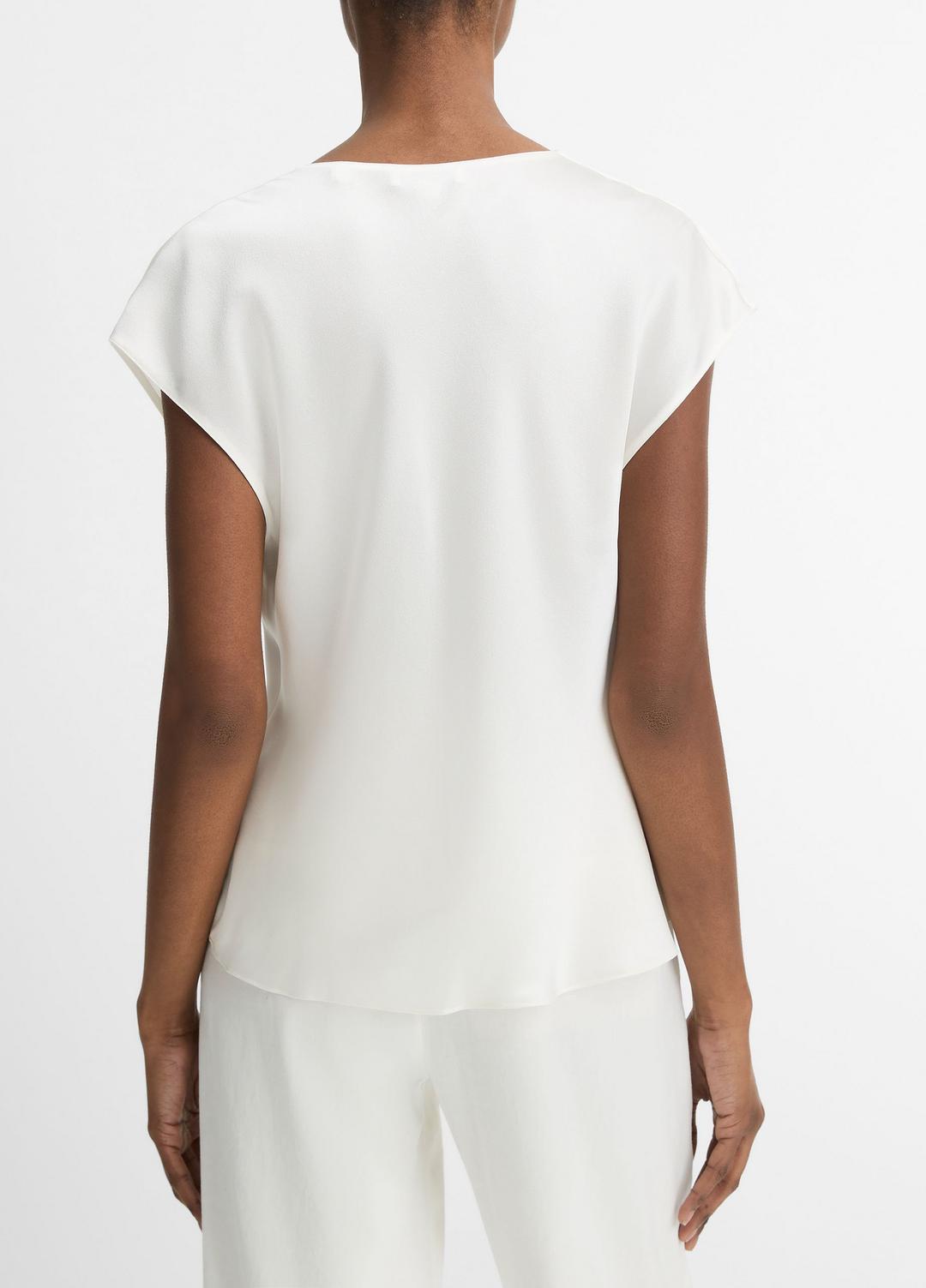 Silk Cowl-Neck Blouse in Short Sleeve | Vince near me