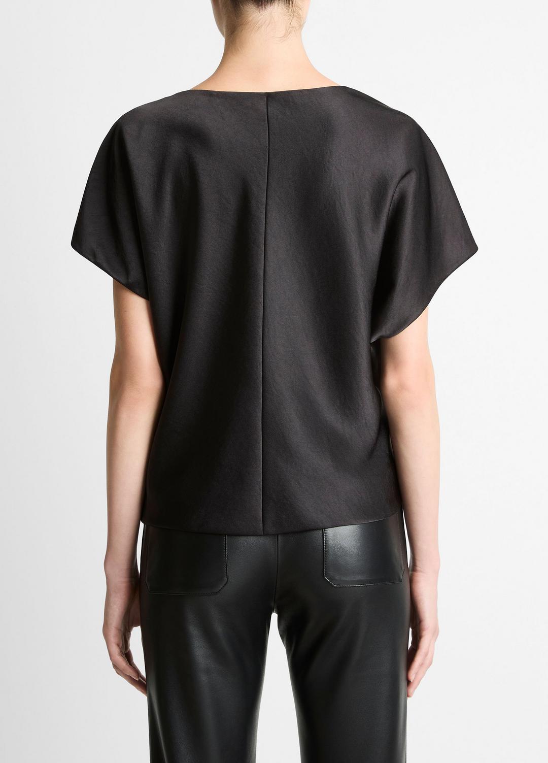 Draped Satin Dolman-Sleeve Blouse in Short Sleeve | Vince outlet