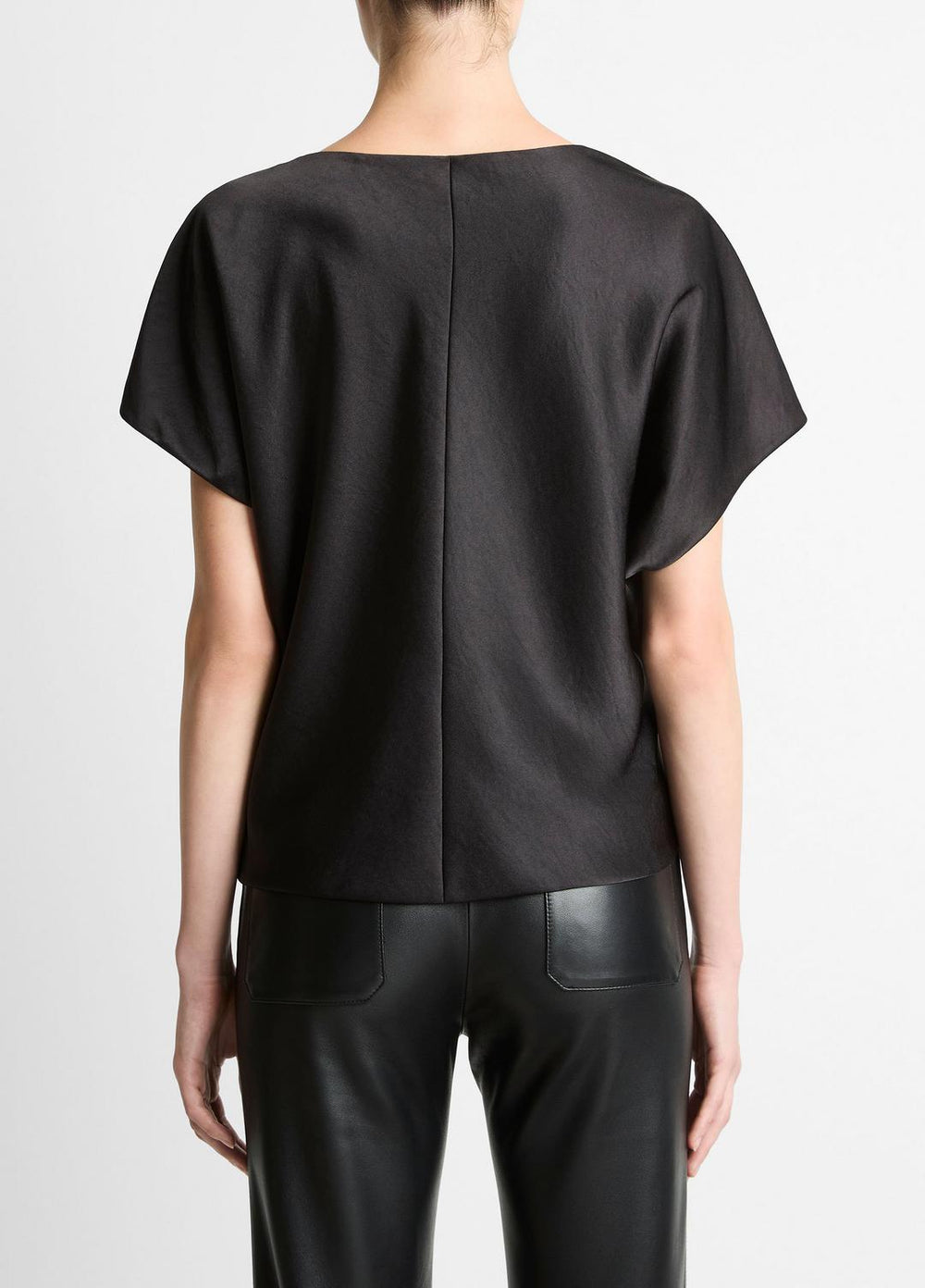 Draped Satin Dolman-Sleeve Blouse in Short Sleeve | Vince outlet