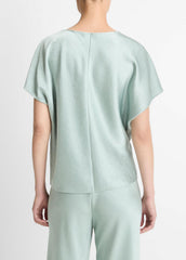 Draped Satin Dolman-Sleeve Blouse in Short Sleeve | Vince sale
