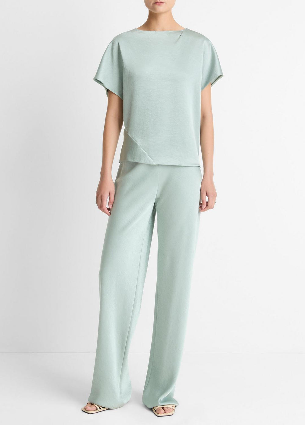 Draped Satin Dolman-Sleeve Blouse in Short Sleeve | Vince sale