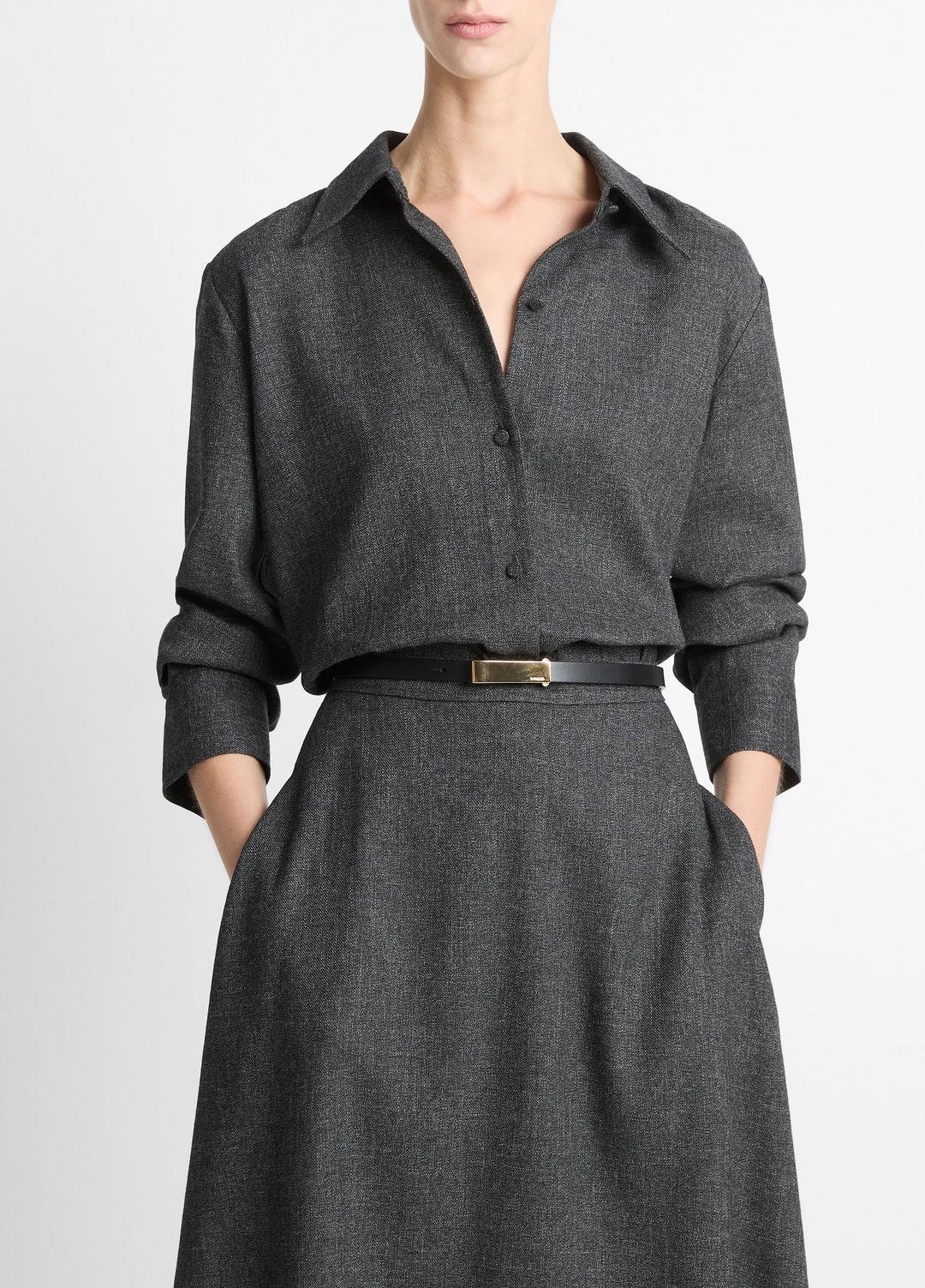 Italian Jaspe Relaxed Button-Front Shirt in Long Sleeve | Vince for sale