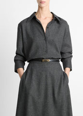 Italian Jaspe Relaxed Button-Front Shirt in Long Sleeve | Vince for sale