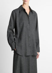 Italian Jaspe Relaxed Button-Front Shirt in Long Sleeve | Vince for sale
